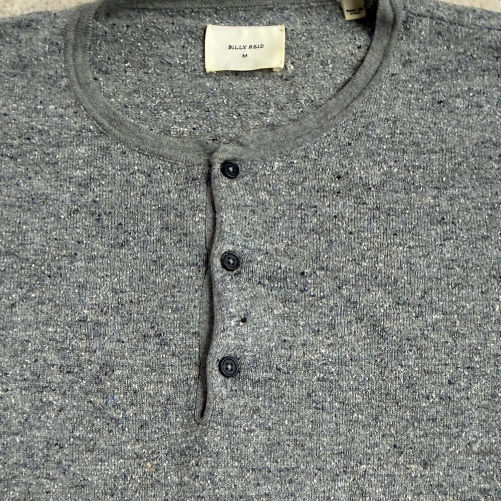 Billy Reid Charcoal Long Sleeve Henley - Picture 3 of 8